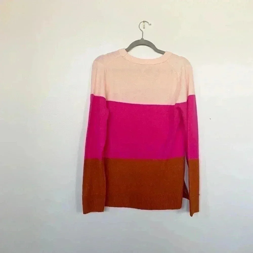 J.crew‎ NEW color block pink sweater medium